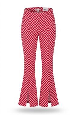 Y2K 90's pink w/ red NWT checker stretch flare pants Yoga, Festival, Barbiecore